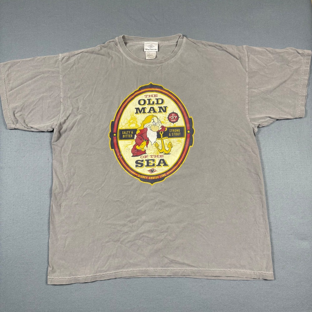 Disney Cruise Line Grumpy Old Man of the Sea Shirt Mens XXL Grey Graphic Tee